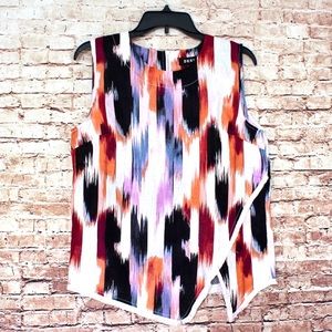 DKNY | Paint Stripe Zipper Back Sleeveless Blouse